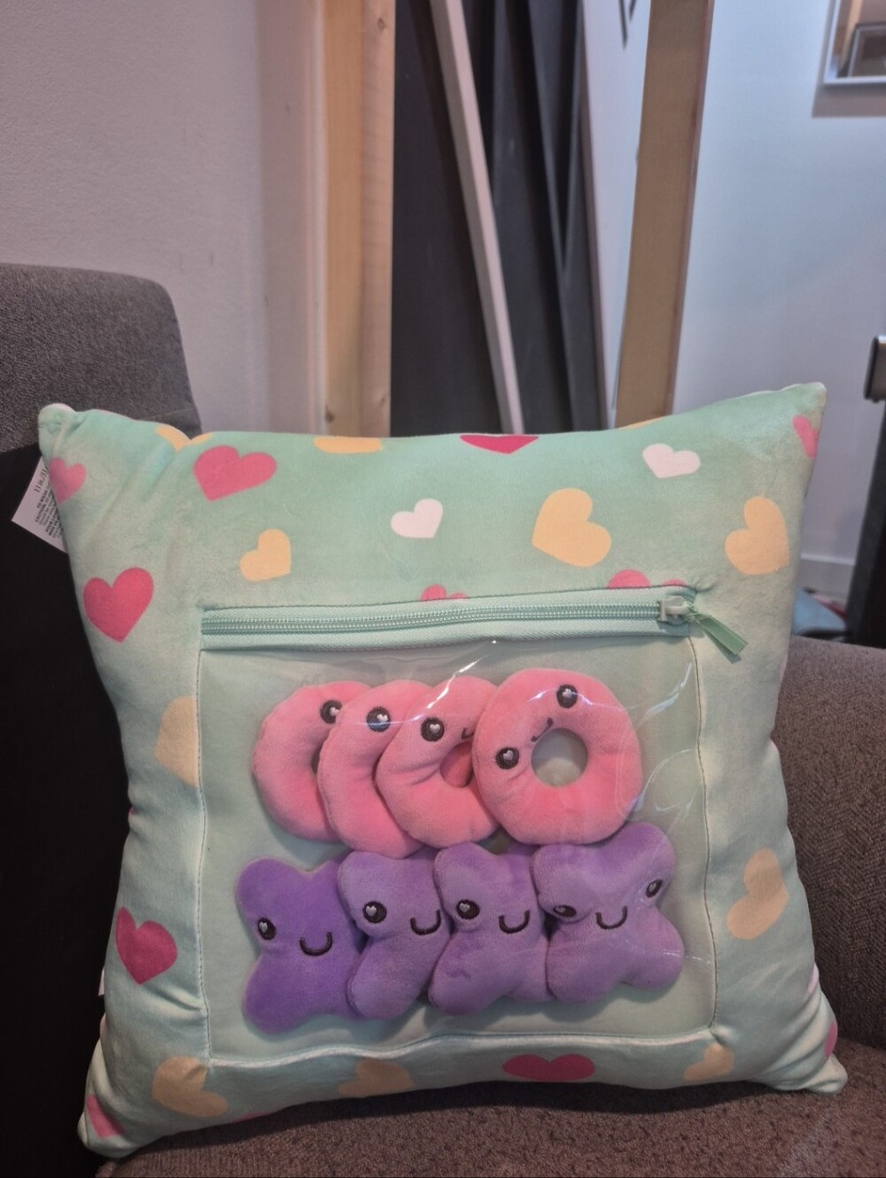 Way to Celebrate 13 Inch Valentine's Day 9piece tic-tac-toe plush pillow NWT